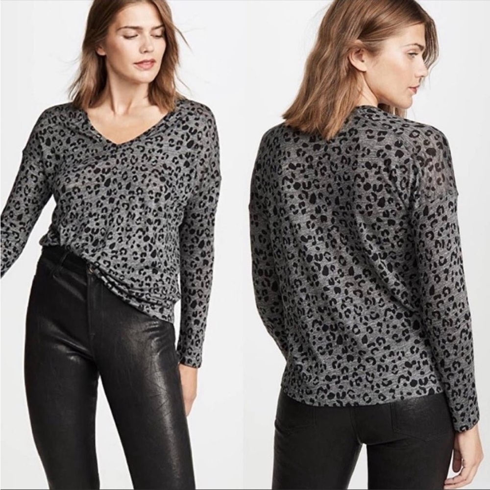 Rails Linen Charcoal Leopard Print Ls Tee Mobwife - image 3